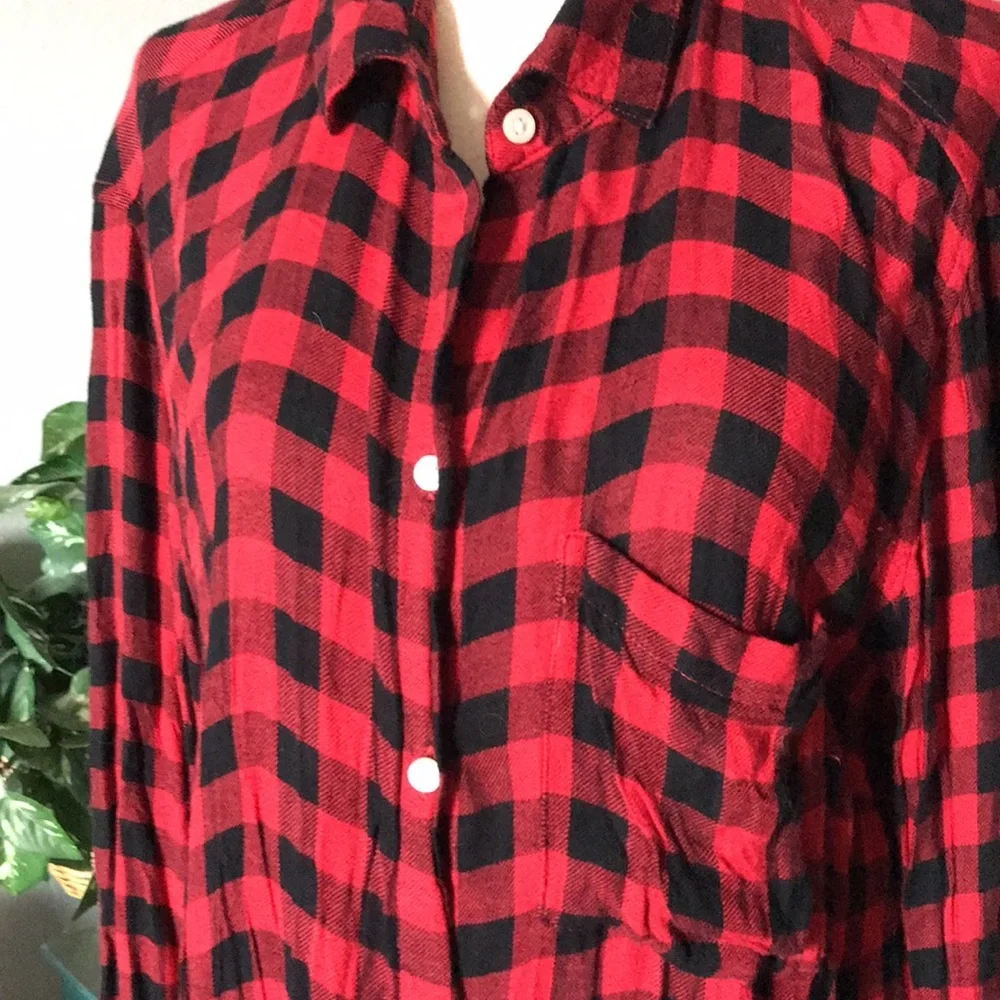 Buffalo Plaid Red Flannel Shirt Long sleeves Long-s FINAL Sale - Picture 2 of 7